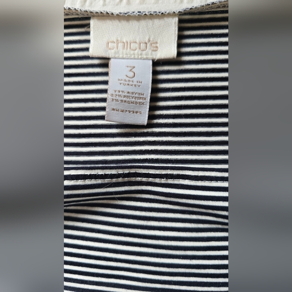 Chicos Black Stripe T-Shirt Size XL - Picture 3 of 5